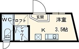 東京メトロ千代田線 北千住駅 徒歩4分の賃貸アパート 1階ワンルームの間取り