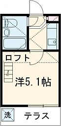 JR中央線 東小金井駅 徒歩7分の賃貸アパート 1階1Kの間取り