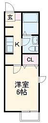 パルメゾン 1階1Kの間取り