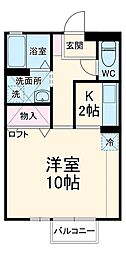リーフアベニュー 2階1Kの間取り