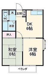 エステートピア21 2階2DKの間取り