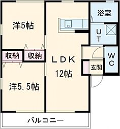 JR信越本線 北高崎駅 6.2kmの賃貸アパート 2階2LDKの間取り
