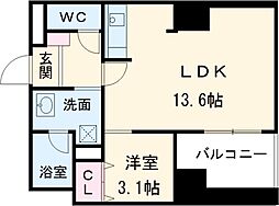 チェルキオ羅漢 7階1LDKの間取り