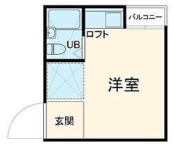 東急東横線 元住吉駅 徒歩6分の賃貸アパート 2階ワンルームの間取り