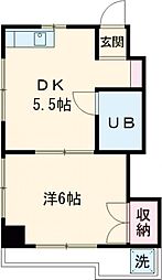 JR中央線 東小金井駅 徒歩14分の賃貸マンション 3階1Kの間取り