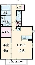 花水木　Ｆ棟 101 1階1LDKの間取り