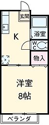 ハウスK3 1Kの間取図画像