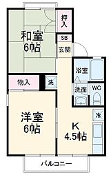 グレースアーバンＡ 2階2Kの間取り