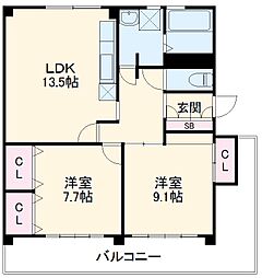 ＳＧビル 2階2LDKの間取り