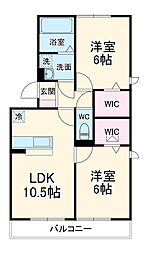 エミナンス　III 1階2LDKの間取り