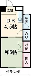 大久保ハイツ 1階1DKの間取り