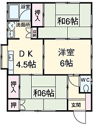 善如寺貸家 1階3DKの間取り
