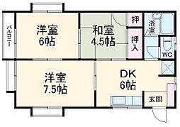 ハーバータウンII 2階3DKの間取り