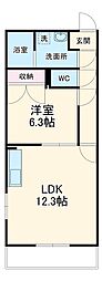 ＡＵＧＵＳＴＡ 2階1LDKの間取り