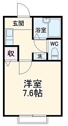 東葉高速鉄道 船橋日大前駅 徒歩10分の賃貸マンション 2階1Kの間取り
