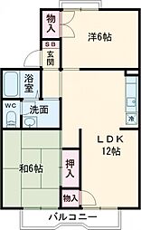 グロワールいとう 2階2LDKの間取り