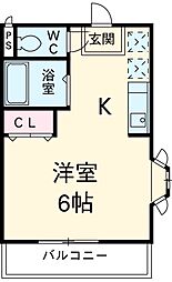 JR京浜東北・根岸線 鶴見駅 徒歩8分の賃貸アパート 2階ワンルームの間取り