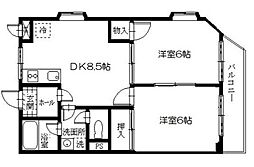 ライムかいぬま 5階2DKの間取り