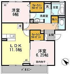 名鉄西尾線 南安城駅 徒歩20分の賃貸アパート 3階2LDKの間取り
