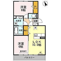 立志舎II 3階2LDKの間取り