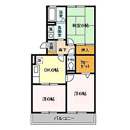 ハイローズ船橋弐番館 2階3DKの間取り