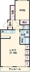 マンションアルス 1階1LDKの間取り