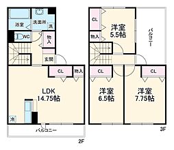 サツキ 2階3LDKの間取り