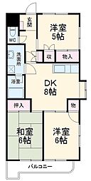 JR信越本線 北高崎駅 徒歩15分の賃貸マンション 4階3DKの間取り