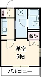 ハイムセキヤ 3階1Kの間取り