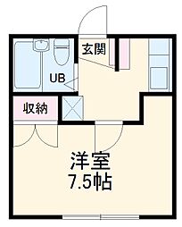 プロヴァンス 2階1Kの間取り