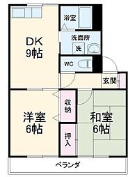 アビタシオン 2階2DKの間取り
