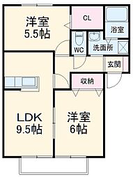 メゾン越戸　Ｃ 2階2LDKの間取り