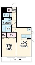 エスカーサ 2階1LDKの間取り