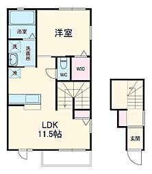 ベルメゾン 2階1LDKの間取り