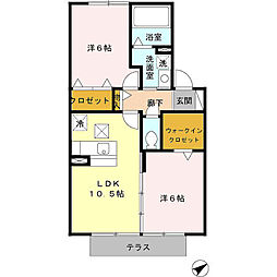 セジュールアラコB 2LDKの間取図画像