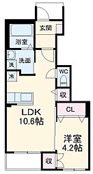 京成松戸線 北初富駅 徒歩13分の賃貸アパート 1階1LDKの間取り