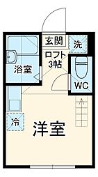 小田急江ノ島線 南林間駅 徒歩12分の賃貸アパート 2階ワンルームの間取り