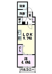 名古屋市営東山線 中村日赤駅 徒歩3分の賃貸アパート 1階1LDKの間取り