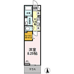 東京メトロ千代田線 北綾瀬駅 徒歩4分の賃貸アパート 1階1Kの間取り