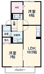 レジデンス・ラ・グラシューズ 1階2LDKの間取り