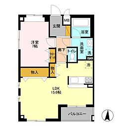 キャッスルタウン 3階1LDKの間取り