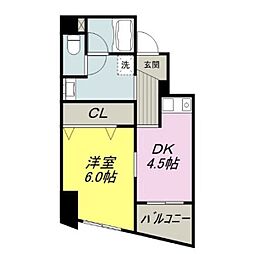 ＭＯＷＡビル 6階1DKの間取り