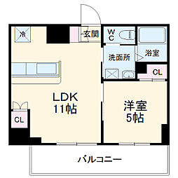 名古屋市営東山線 亀島駅 徒歩6分の賃貸マンション 4階1LDKの間取り