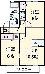 ガーデンスクエアA 2LDKの間取図画像