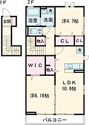 雅 2階2LDKの間取り