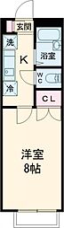 リリックコート鎌倉 1階1Kの間取り
