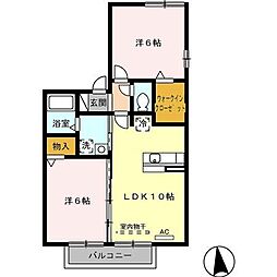 サンタヴィラ 2階2LDKの間取り