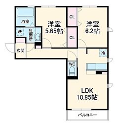 Ｄｒｏｏｍ　ＳＡＫＵＲＡ．Ｋ 2階2LDKの間取り