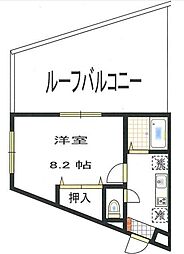 JR横浜線 橋本駅 徒歩5分の賃貸マンション 5階1Kの間取り