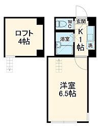 JR横浜線 橋本駅 徒歩12分の賃貸アパート 1階1Kの間取り